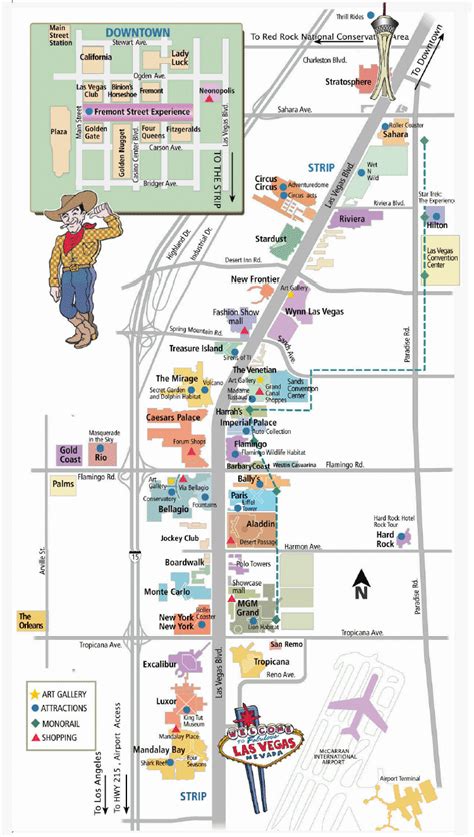 las vegas strip downtown map.